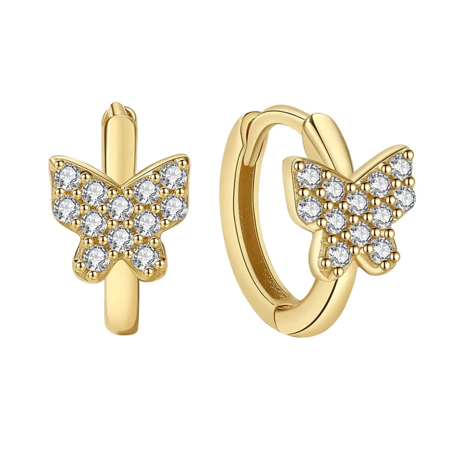 MerlePerle - Butterfly Kreolen in vergoldete silber mit zirkonia