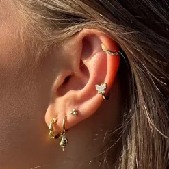 MerlePerle - Butterfly Kreolen in vergoldete silber mit zirkonia