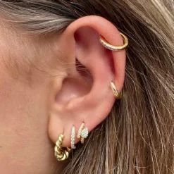 MerlePerle - Creolen in vergoldete silber mit weißem Zirkonia