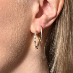 MerlePerle - Creolen Tina in silber vergoldete mit. zirkonia 20 mm