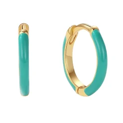 MerlePerle - Elin Kreolen in vergoldete silber m. türkisfarbene Emaille