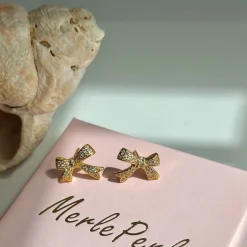 MerlePerle - Elvira-Ohrringe aus vergoldete silber mit Schleifen