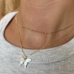 MerlePerle - Freja-Halskette in vergoldete silber