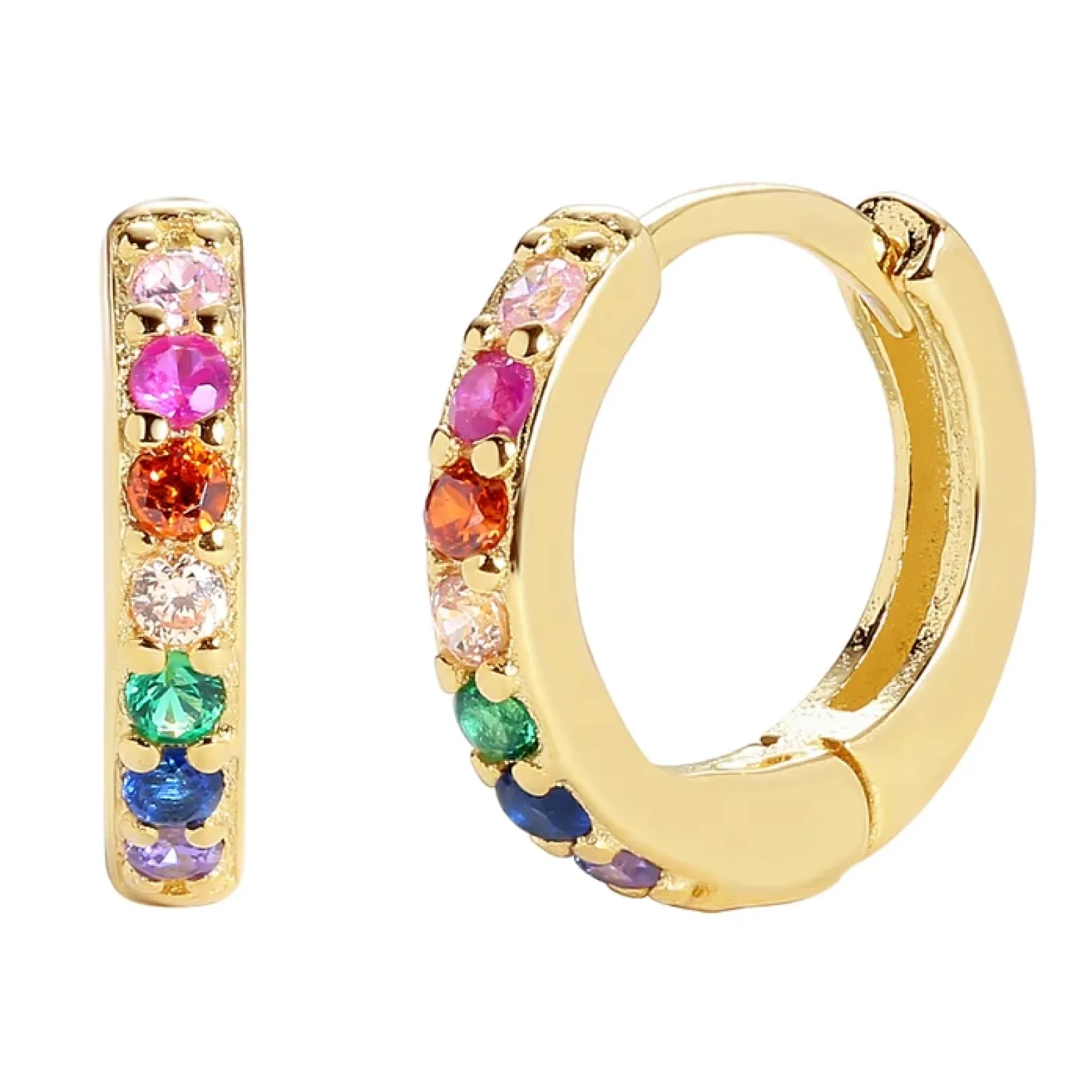 MerlePerle - Josephine Ohrringe aus vergoldete silber mit Regenbogenzirconen