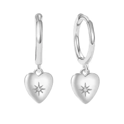 MerlePerle - Kreolen in silber mit Herz-Anhänger und zirkonia