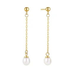MerlePerle - Mai Ohrringe mit Kette in vergoldete silber mit Perle