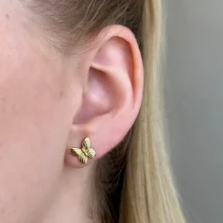 MerlePerle - Mille Ohrstecker aus vergoldete silber m. Schmetterling