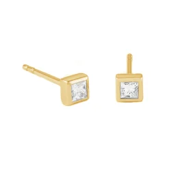 MerlePerle - Sif Ohrstecker aus vergoldete silber mit weißem Zirkoniumdioxid