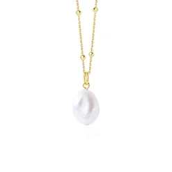 MerlePerle - Single Perlenkette in vergoldete silber