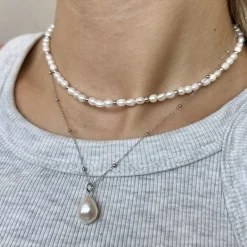 MerlePerle - Single Perlenkette in silber