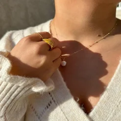 MerlePerle - Single Perlenkette in vergoldete silber