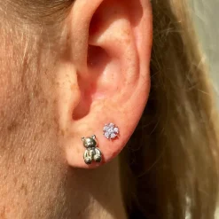 MerlePerle - Teddy-Ohrringe in poliert silber