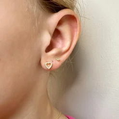 NOA Kids - Herz-Ohrstecker aus vergoldete silber m. zirkonia