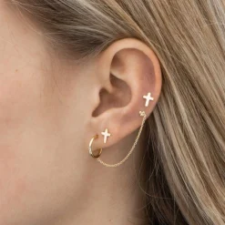 Nordahl Jewellery - KREUZ Ohringe in vergoldet silber 7mm