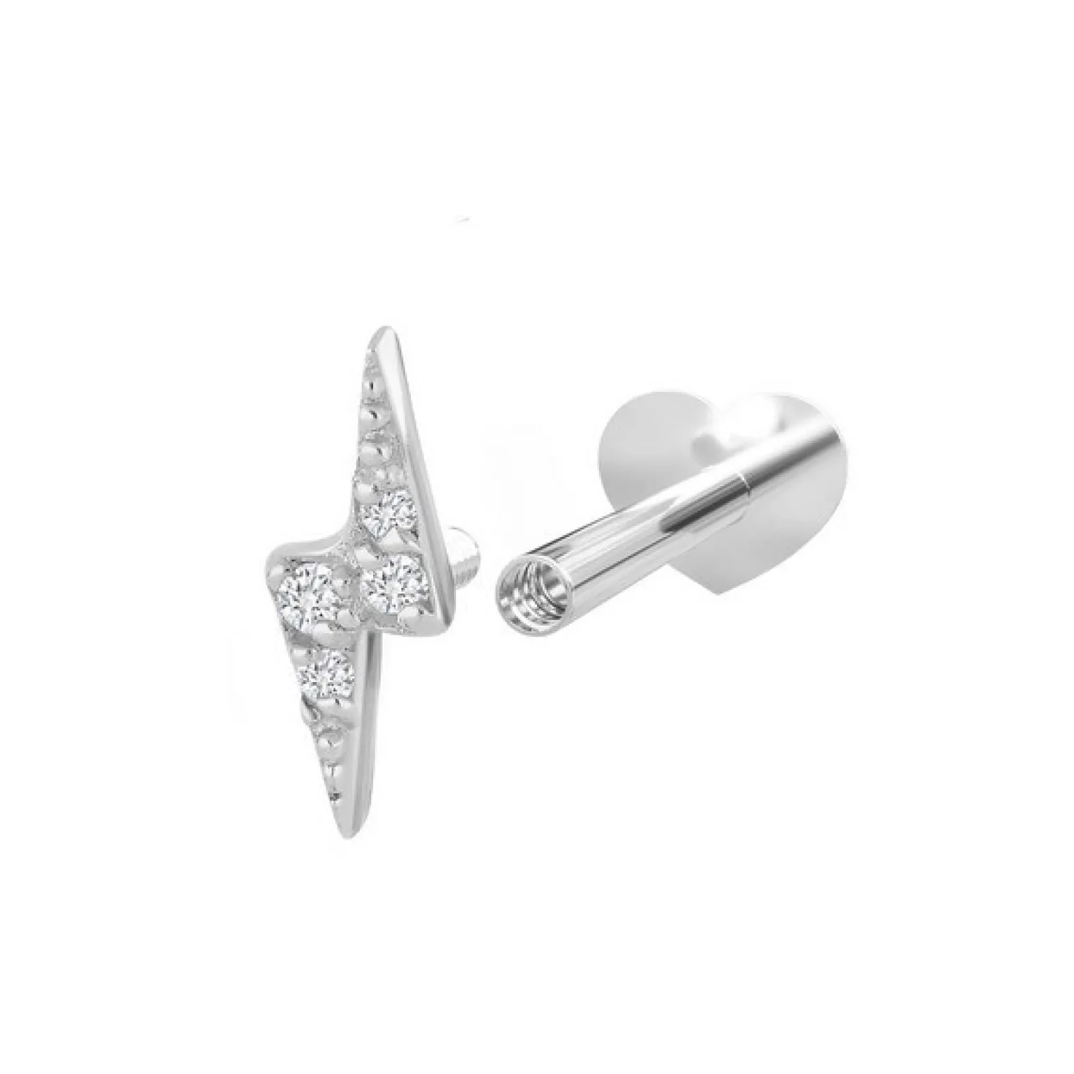 Nordahl Jewellery - PIERCE52 Labret-Ohrring mit Blitz in silber