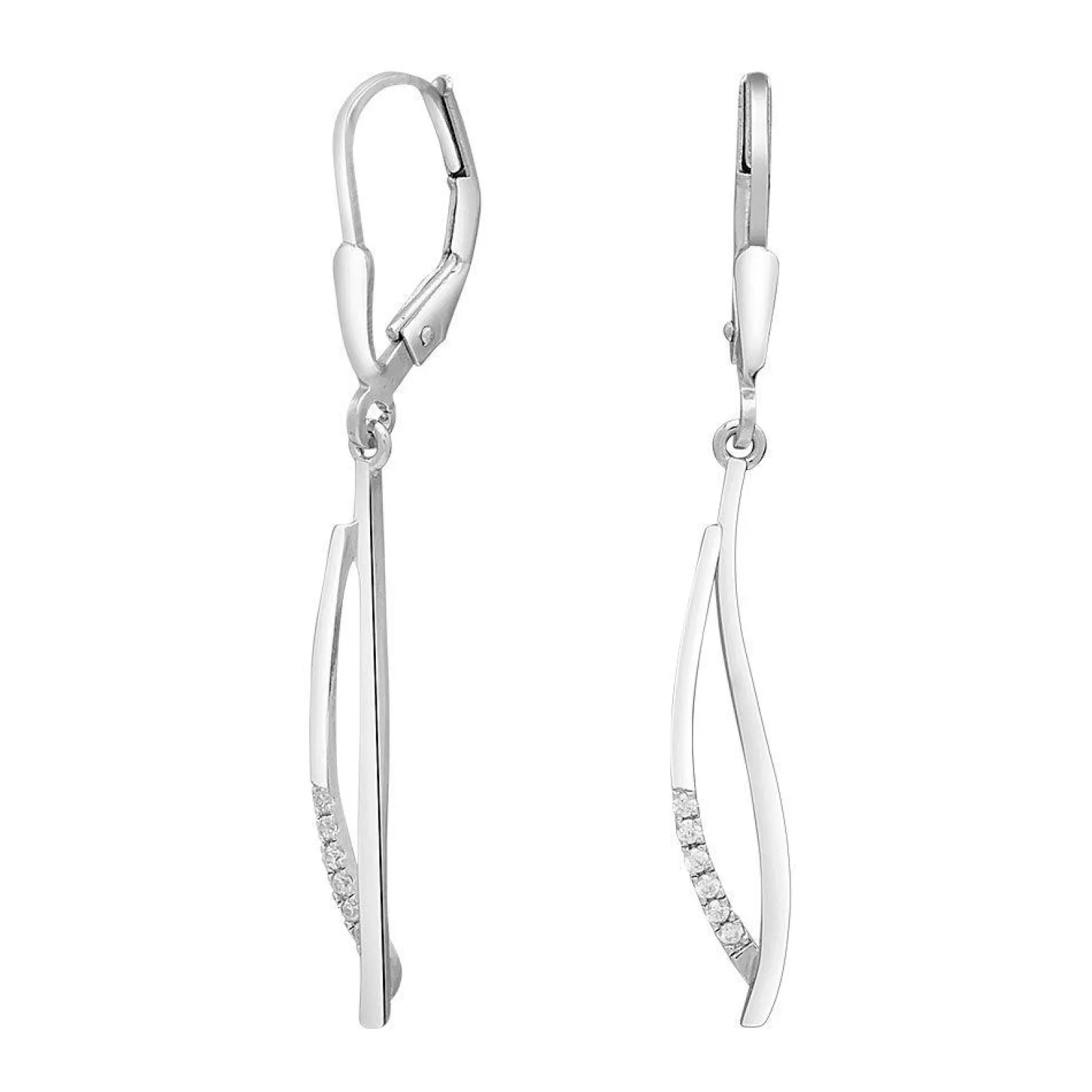 Nordahl Jewellery - Rhodinierte Silberohrringe mit klaren Zirkonias