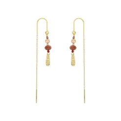 Nuni - Alma Brown Ohrringe in vergoldete silber mit Stein