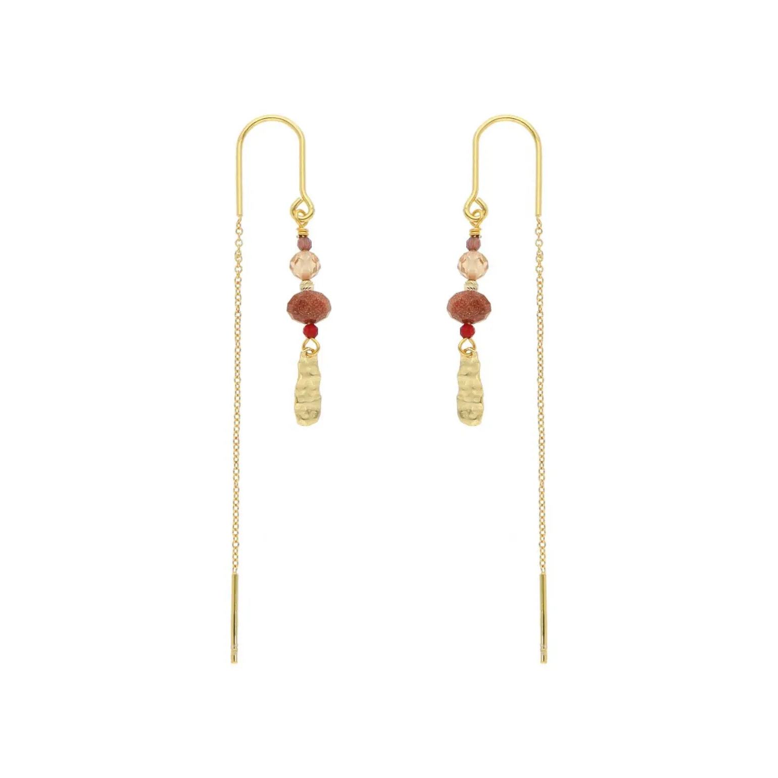 Nuni - Alma Brown Ohrringe in vergoldete silber mit Stein