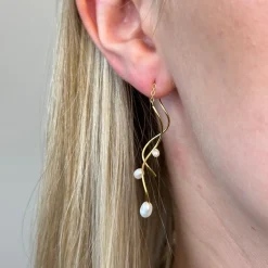 Nuni - Angelina Ohrringe in vergoldete silber mit Perlen - small