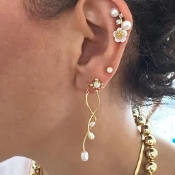 Nuni - Angelina Ohrringe in vergoldete silber mit Perlen - small