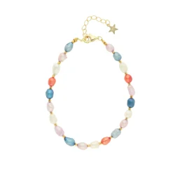 Nuni - Maddison armband in vergoldete silber mit Glas- und Süßwasserperlen