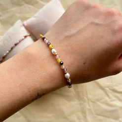 Nuni - Xenia Toffee Love armband in vergoldete silber mit Perlen