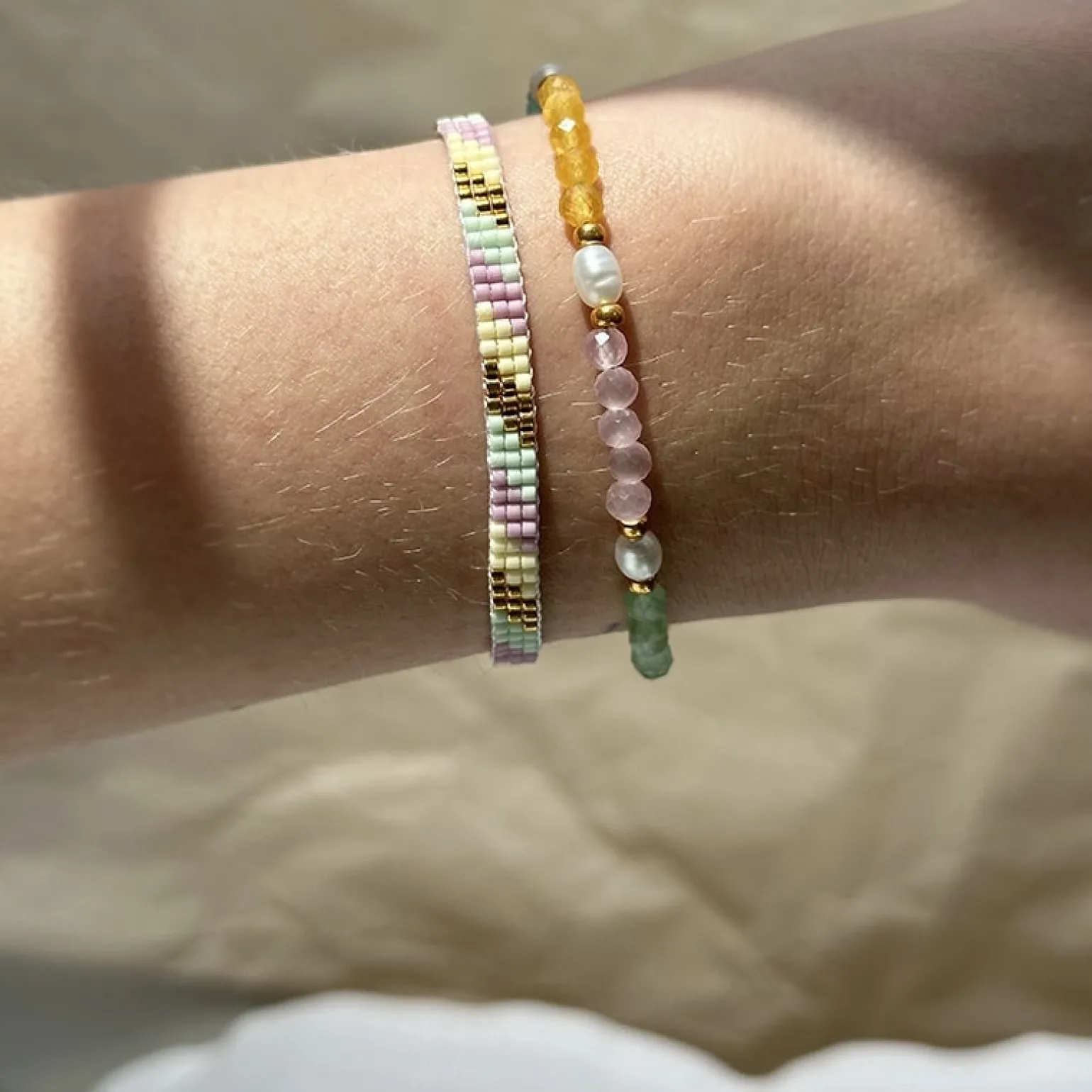 Nuni -Lisa armband in vergoldete silber - Pastel Cream