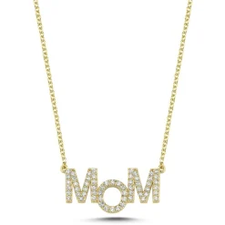 Nuran - 14 kt. Gold MOM Halskette mit 0,30 ct W/Si