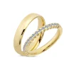 Nuran - Eheringe aus 14 Karat Gold mit mehreren Diamanten von insgesamt 0,28 Karat