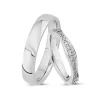 Nuran - Eheringe aus 14 Karat Weißgold mit Diamanten im Brillantschliff in Bändern von insgesamt 0,88 Karat