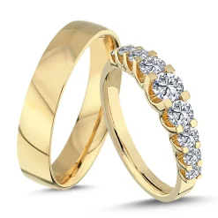 Nuran - Eheringe aus 14 kt Gold mit Diamanten von insgesamt 1,00 ct