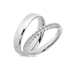 Nuran - Eheringe aus 14 kt Weißgold mit mehreren Diamanten von insgesamt 0,28ct
