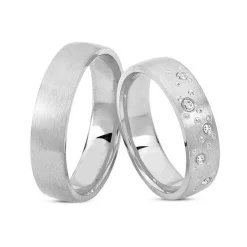 NURAN - Eheringe aus 14kt. Weißgold mit 0,08ct. und Blasen