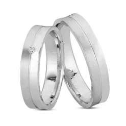 NURAN - Eheringe aus 14kt. Weißgold mit 0,01ct. Diamanten