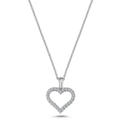 Nuran - Herzanhänger aus 14-karätigem Weißgold mit einem Gesamtgehalt von 0,24 Karat,