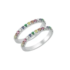 Nuran - Perá Trauringe aus 14kt. Weißgold mit mehrfarbigen Edelsteinen