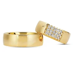 Nuran - Trauringe aus 14kt. Gold mit 15x0,45ct. W/VS Brillanten