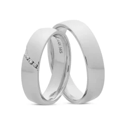 Nuran - Trauringe aus 14kt. Weißgold mit insgesamt 0,03ct. Diamanten