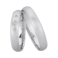 Nuran - Trauringe aus 14kt. Weißgold mit 3x0,01ct. Diamanten