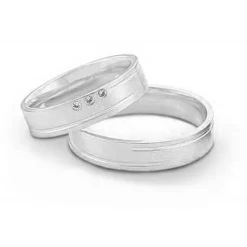 NURAN - Trauringe aus 14kt. Weißgold mit 3x0,01 ct. Diamanten