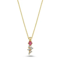 NURAN - Twinkle-Anhänger aus 14-karätigem Gold mit rosa Turmalin und insgesamt 0,09 ct.