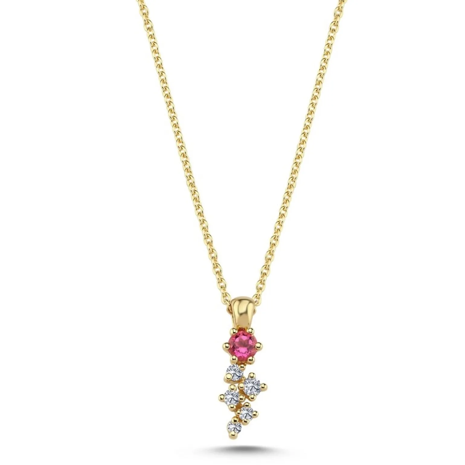 NURAN - Twinkle-Anhänger aus 14-karätigem Gold mit rosa Turmalin und insgesamt 0,09 ct.