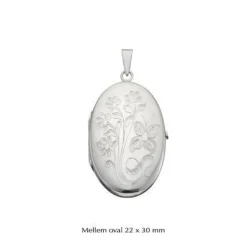 Ovales Medaillon mit Muster in Silber - Medium 22x30