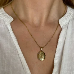 Ovales Medaillon mit Muster in 8-14 ct - Klein 17 x 25 mm