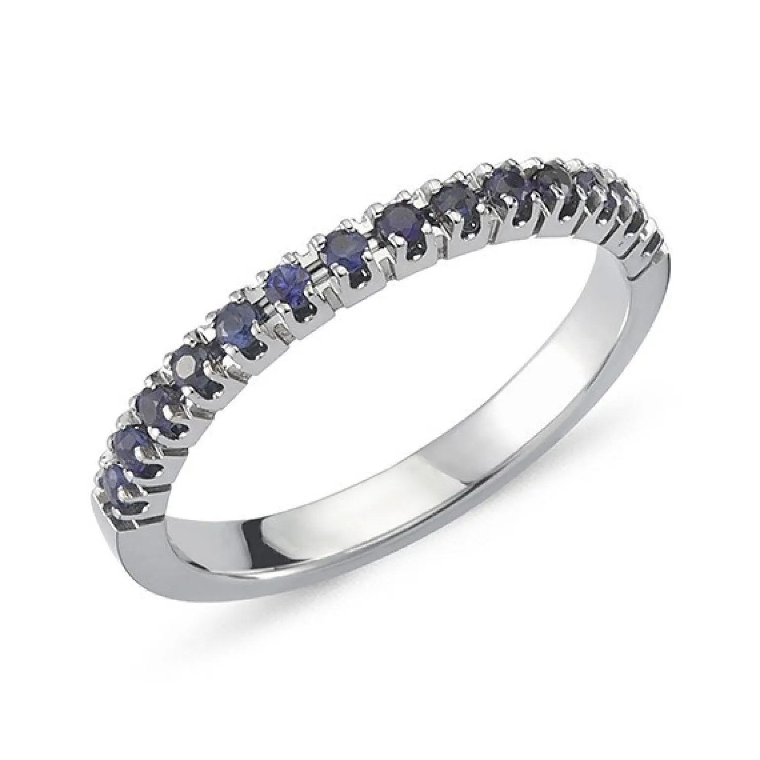 Perá Ring aus 14 Karat Weißgold mit dunkelblauem Saphir