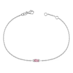 Petit oval - Armband aus 14-karätigem Weißgold mit rosa Saphiren mit einem Gesamtgewicht von 0,05ct.