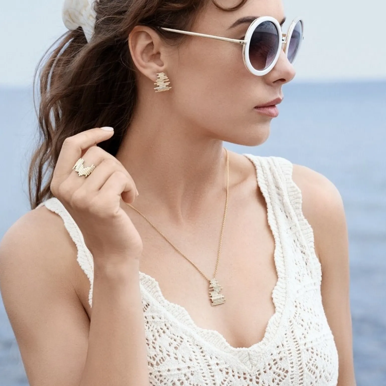 Piano - Diamantohrringe aus 14-karätigem Gold mit einem Gesamtgewicht von 0,21 Karat