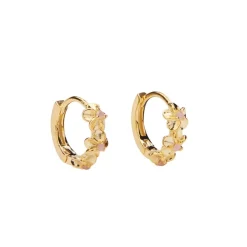 Pico - Aster Kristall hoops i vergoldete silber