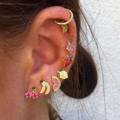 Pico - Lemon Kristall Ohrstecker in vergoldete silber