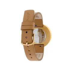Picto - Braunes Zifferblatt mit Cappuccino-Lederarmband und vergoldetem 34 mm